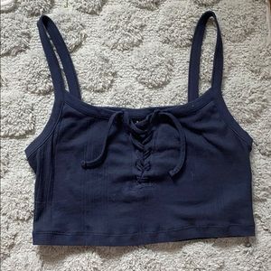 Navy blue Urban tie up crop top